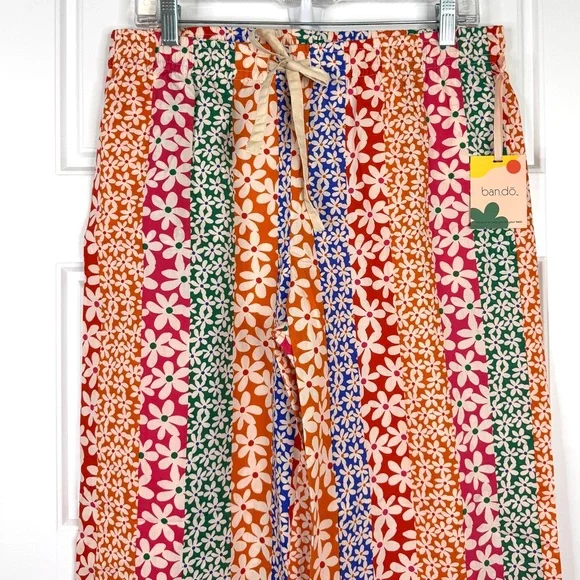 BANDO Floral Print Leisure Top & Pants Pajama Set NEW Size L Top XL Pant Daisies - Picture 8 of 14